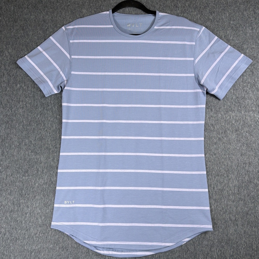 Bylt Drop Cut Lux Shirt Mens S Blue Purple Striped Performance
